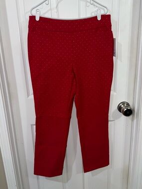 Kim Rogers Red Millennium Straight Pants Women’s Size 12PS Petite New NWT